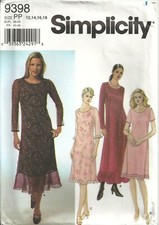 SIMPLICITY 9398 MISSES SIZE 4-10 DRESSES SEWING PATTERN ©2000 picture