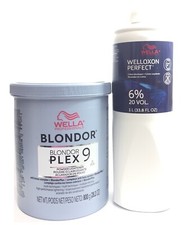 (2 PACK) Wella Blondor Plex9 Lightener & Wella Dev 6% 20 Vol Duo, 28.2, 33.8 oz picture