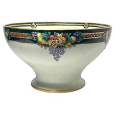 1890s Tressemanes & Vogt (T&V) Limoges Porcelain Iridescent Fruit Motif Bowl 10” picture