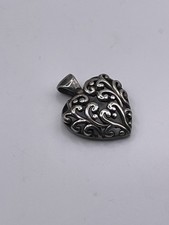 Vintage Sterling Silver Pendant Heart Filigree Swirl Heart Openwork 925 Love picture