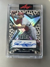 2022 Leaf Exotic Base Autographs Ivan Rodriguez #EA-IR1 Cheetah 1/2 (AU) picture