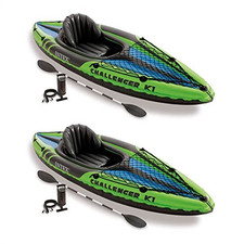 Intex Challenger K1 1 Person Durable Vinyl Streamline Sporty Kayak with Green picture
