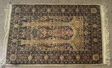 Hereke Ipek Silk on Silk Hand Knotted Turkish Prayer Rug 4 x 2.5 Ft picture