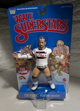 WWE Superstars LJN CM Punk Mint Blue Card Mattel Figure MOC 🔥🔥 picture