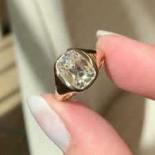 4.3Ct Antique Elongated  Cushion Moissanite Bold Engagement Ring 14K Yellow Gold picture
