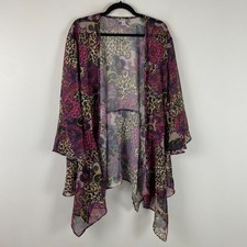 Catherines Seasonless Cascade Kimono Size 4X Bell Sleeve Floral Sheer Chiffon picture