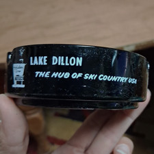 Black Round Souvenir Ashtray Lake Dillon Colorado Skiing Theme picture