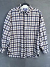 Vintage Pendleton Wool Board Shirt Large Flannel Plaid Navy Blue 70s USA Unisex picture