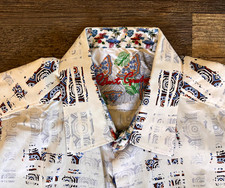 Robert Graham Men's XL Short Sleeve Geometric Button-Up Woven Cotton Shirt White picture