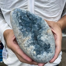 4.5lb Natural Blue Celestite Crystal Geode Quartz Cluster Mineral Specimen picture