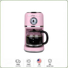 Nostalgia Classic Retro Coffee Maker 10-Cup Automatic Drip Pink picture