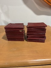 25 Little Leather Library Luxart Mini Red Classic Books Lot 4x3” Antique Worn picture