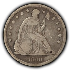 1860-O $1 Seated Liberty Silver Dollar - New Orleans - Fine  - SKU-B6034 picture