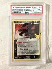 Pokemon 2021 Celebrations Classic Collection Umbreon Gold Star 17/17 Holo PSA 9 picture