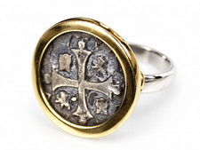 SPAIN COLONIAL PIRATE Atocha Shipwreck COIN .925 STERLING SILVER RING #7 free picture