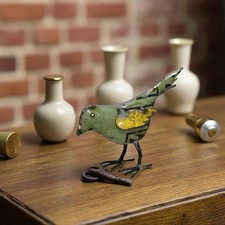 Recycled Vintage Scrap Metal Small Green Bird Wing Statue Home Farm Garden Decor picture
