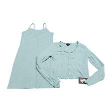 Art Class Kids Girls Jade Green Dress w Button Cardigan Set Size Large 10/12 picture