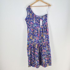 NEW Rockmans womens maxi one shoulder shirred dress size 16 paisley blue 089641 picture