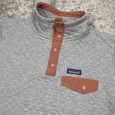 Patagonia Snap-T Quilted Organic Cotton Sweater Women’s L Heather Gray Pullover picture