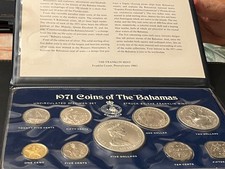 Vintage 1971 Coins Of The Bahamas  Uncirculated Specimen 9 Coin Set picture