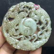 Rare Old Chinese Ancient Xiu Jade Carving Eight Diagram Pendant picture