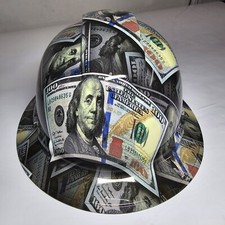 full brim hard hat custom hydro dipped IN BIG MONEY GRIP BENJAMIN'S 100'S WOW picture