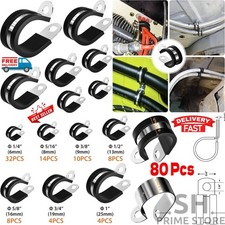 80pcs Rubber Cushion Insulated Clamp Stainless Steel Cable Clamps Assortment Kit picture