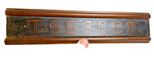 Antique Victorian Inlaid Wood Wooden TOBACCO Sign Panel Salvage Tobacciana 1890 picture