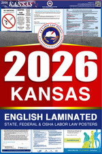 2026 Kansas KS LABOR LAW POSTER (Federal & State) English Laminated picture