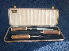 Stag Antler Handle 3 Piece Carving Set-Leppington Cutlers Sheffield Eng. VINTG. picture
