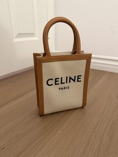 CELINE Canvas Leather Mini Vertical Cabas Tote Crossbody Beige Brown - Pristine picture
