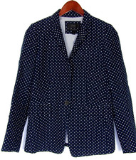 J.Crew 100% Linen 1 Button Navy Blue Polka Dot REGENT Blazer Women's 0 picture
