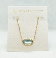 New Kendra Scott Elisa Gold Plated Pendant Necklace In Light Blue Illusion picture