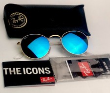 New Ray-Ban RB3447 112/19 Round Matte Gold Green Flash Mirror Sunglasses 50mm picture