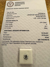IGI Certified Lab-Created Diamond 0.97ct D VS1 Ideal Round 6.38x3.89mm picture