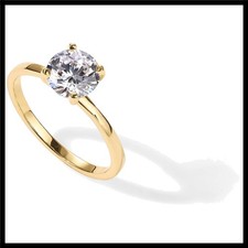 18K Sterling Silver Gold Round Cut Solitare 1.5 CT Moissanite Engagement Ring... picture