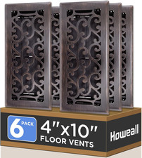 4X10 Inches 6 Pack Heavy Duty Walkable Floor Register - Easy Adjust Air Supply L picture