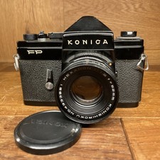 *Rare Black : Near Mint* Konica FP Film Camera Hexanon 50mm F/1.8 Lens From JPN picture