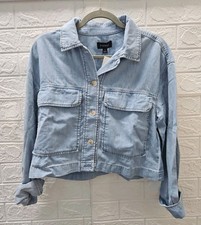 New Evereve Scout Denim Utility Jacket Light Indigo Size S picture