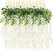 EZFLOWERY 24 Pack 3.6 Feet Artificial Wisteria Vine Hanging Flowers Garland Silk picture