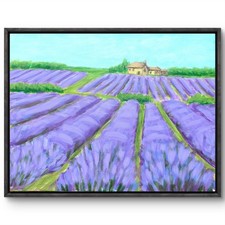 Original 14x11 Impressionist Lavender Field Farmhouse Painting Signed Canvas Art picture