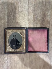 1/6th   plate Ambrotype Armed Civil War Union  1960 1950s  Full Dress picture