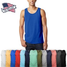Mens Tank Top Muscle Gym Sleeveless Plain T-Shirts Tee A-Shirt 100%Cotton NEW picture