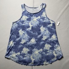 NWOT SO Favorite Tank Blue Tie Dye Sleeveless Racerback Tank Top Size L picture