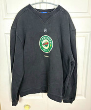 Reebok Vintage Minnesota Wild NHL Hockey Crewneck Sweatshirt Black Size L picture