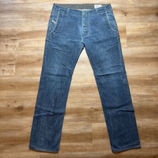 Diesel Revick Jeans Mens 32x32 Dark Blue Straight Leg Button Fly 0088Z Italy picture