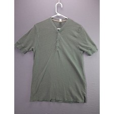 Alternative Henley Shirt Mens M Green Short Sleeve Slub Knit V-Neck Casual picture