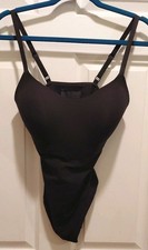 Auden Luxury Collection Padded Cup Seamless Thong Bodysuit Black  Large L NWOT picture