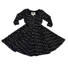 Effie's Heart Meadow Dress Mond Moon Phase Black Cotton Midi Pockets Size M picture