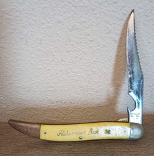 Rare Vtg 60s USA Camillus #5 Fishermans Luck Folding Pocket Knife & Hook Remover picture